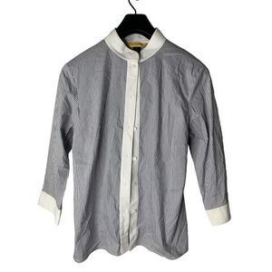 St. John button front blouse striped women’s size 10